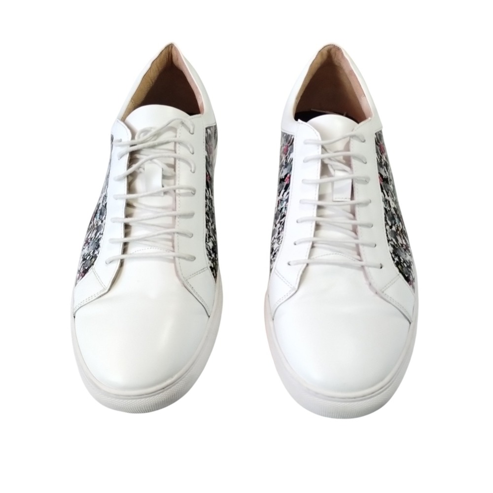 Robert Graham Northcliff White & Multicolor Leather Sneakers Men's 11 Preppy - Picture 3 of 6